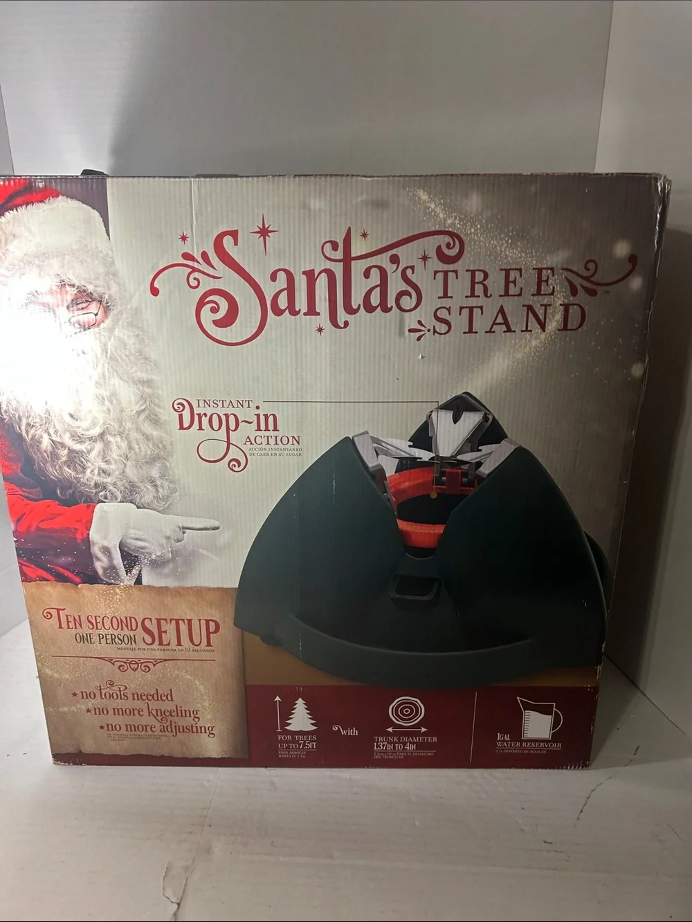 Tree stand for real trees. Place to add water